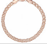 14K Rose Gold Filled 5mm Venetian Link Bracelet & Necklace Jewelry Set