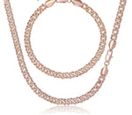 14K Rose Gold Filled 5mm Venetian Link Bracelet & Necklace Jewelry Set