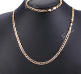 14K Rose Gold Filled 5mm Venetian Link Bracelet & Necklace Jewelry Set