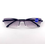 Black bifocal rimless blue light blocking glasses