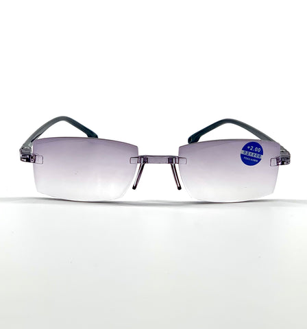 Black bifocal rimless blue light blocking glasses