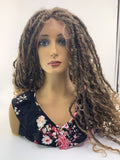 Ombre brown twists, curls, and faux locs braided wig