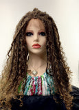 Ombre brown twists, curls, and faux locs braided wig