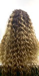 Deep wave honey blonde ombré lace front wig