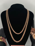 14K Rose Gold Filled 5mm Venetian Link Bracelet & Necklace Jewelry Set