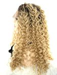 Ombré blonde deep wave lace front wig