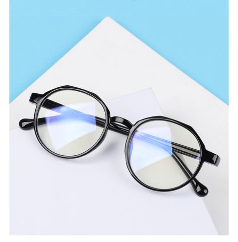 Octagonal black framed computer glasses