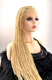 Platinum blonde 26 inch box micro braided wig