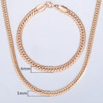 14K Rose Gold Link Necklace & Bracelet Jewelry Sets