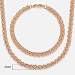 14K Rose Gold Link Necklace & Bracelet Jewelry Sets