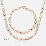 14K Rose Gold Link Necklace & Bracelet Jewelry Sets