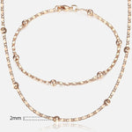 14K Rose Gold Link Necklace & Bracelet Jewelry Sets