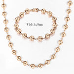 14K Rose Gold Link Necklace & Bracelet Jewelry Sets