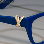 Trendy fashionable Cat Eye Glasses with Rhinestone Embellished Arms