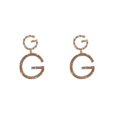 Double Letter G Dangling Crystal Earrings