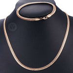 14K Rose Gold Link Necklace & Bracelet Jewelry Sets