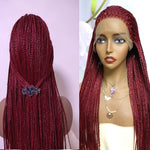 Platinum blonde, black, or burgundy 22-26 inch box braided wig