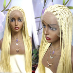 Platinum blonde, black, or burgundy 22-26 inch box braided wig