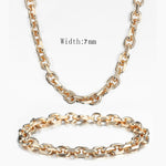 14K Rose Gold Link Necklace & Bracelet Jewelry Sets