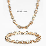 14K Rose Gold Link Necklace & Bracelet Jewelry Sets