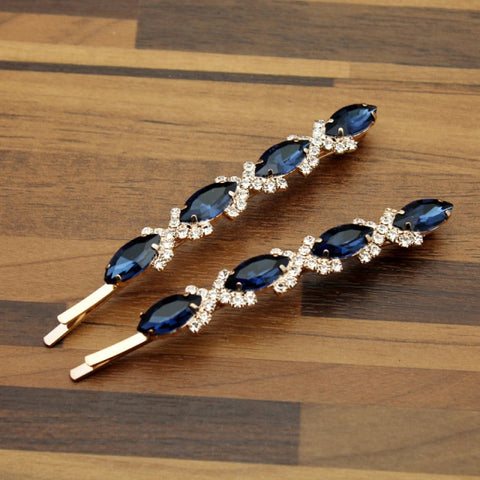 Two Piece Set of Colorful Fashionable Crystal Hair Clips